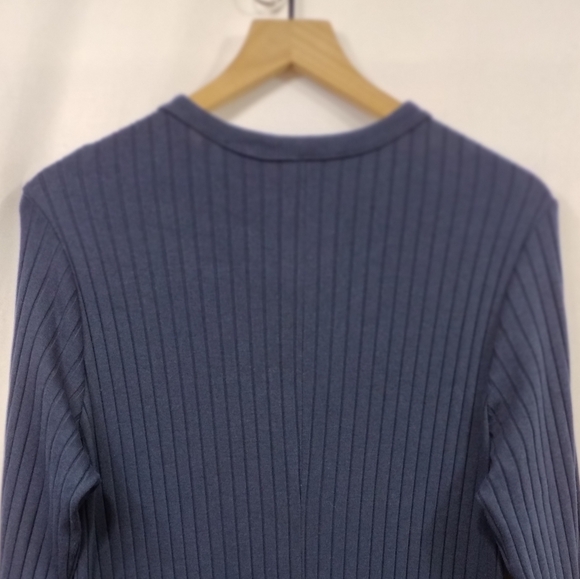 Old Navy Fitted Rib-Knit Midi Button-Front Dress Womens XL Blue Retro Minimalist - Picture 7 of 9